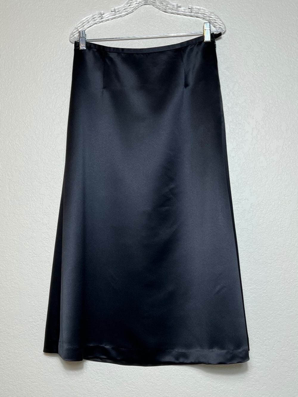 Talbots Petite Black Satin Midi Skirt Sz 12P